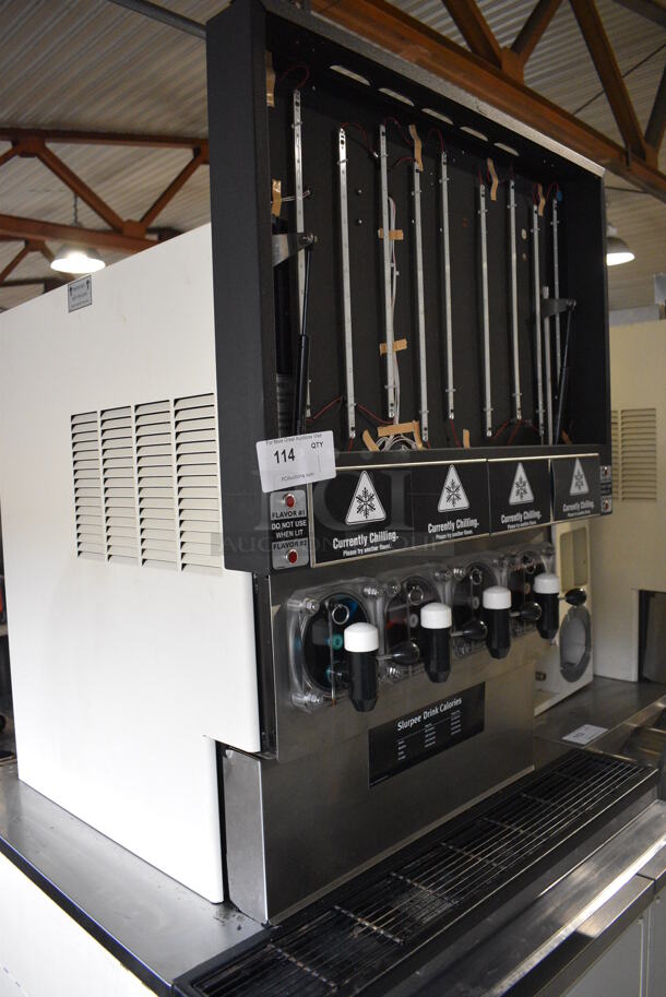 FBD Model FBD564 RC Stainless Steel Commercial Countertop 4 Flavor Slushie Machine on Stainless Steel Soda Station w/ 5 Cup Dispensers and 2 Doors. 208-230 Volts, 1 Phase. 36x42x79 - Image 5 of 9