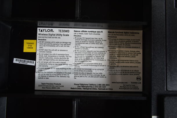 BRAND NEW SCRATCH AND DENT! Taylor TE30WD Stainless Steel Commercial Countertop Battery Powered Scale. - Image 8 of 11