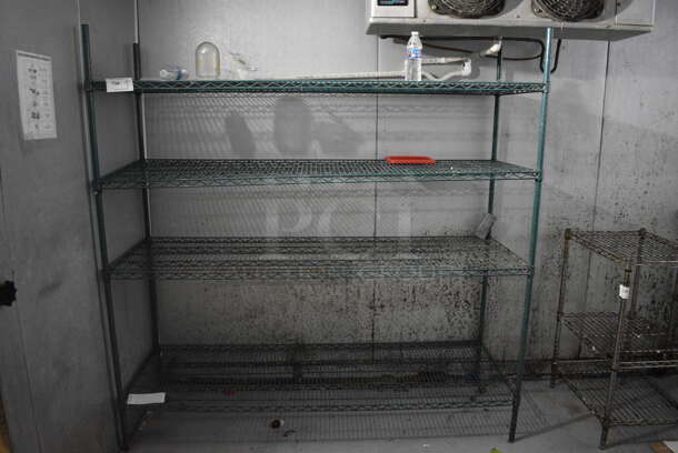 Green Finish 4 Tier Wire Shelving Unit. BUYER MUST DISMANTLE. PCI CANNOT DISMANTLE FOR SHIPPING. PLEASE CONSIDER FREIGHT CHARGES. 72x24x72. (kitchen) - Image 4 of 4