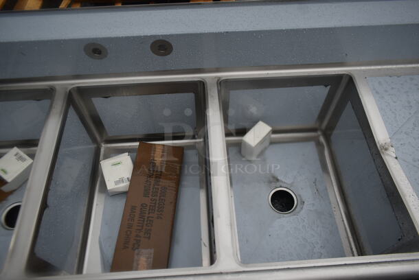 BRAND NEW SCRATCH AND DENT! Regency 600S31824218 Stainless Steel Commercial 3 Bay Sink w/ Dual Drain Boards. Bays 18x24. Drain Boards 16x25 - Image 3 of 5