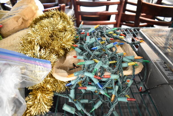 ALL ONE MONEY! Tier Lot of Various Items Including Christmas Lights, Garland, Wreath, Signs - Image 2 of 11