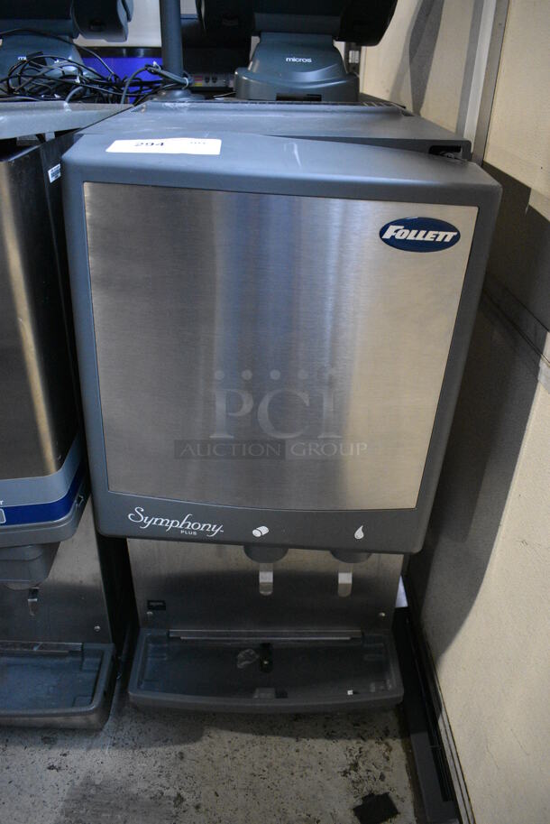 2017 Follett Model 12CI425A-L Symphony Plus Stainless Steel Commercial Countertop Ice Machine w/ Ice and Water Dispenser. 115 Volts, 1 Phase. 16.5x23.5x33