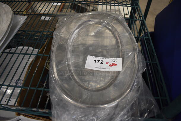 3 BRAND NEW! Metal Oval Trays. 16x10.5x0.5. 3 Times Your Bid!