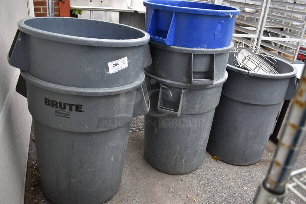 7 Various Poly Trash Cans. Includes 29x27x33, 26x24x32. 7 Times Your Bid!