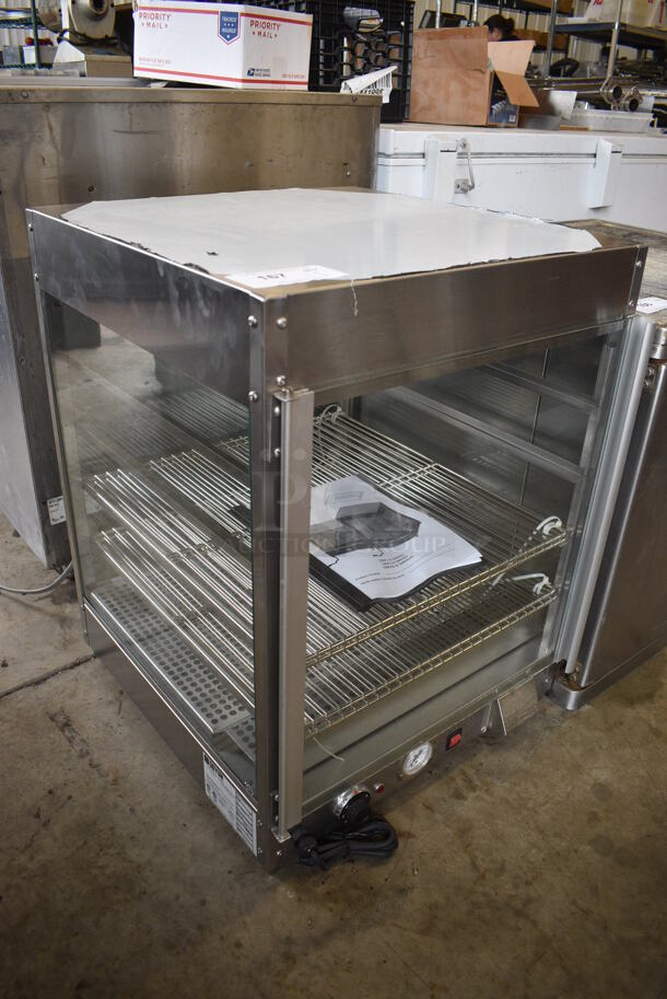 BRAND NEW! Doyon Stainless Steel Commercial Countertop Warming Display Cabinet Merchandiser w/ Metal Racks. 22x22x29.5. Tested and Working! - Image 2 of 5