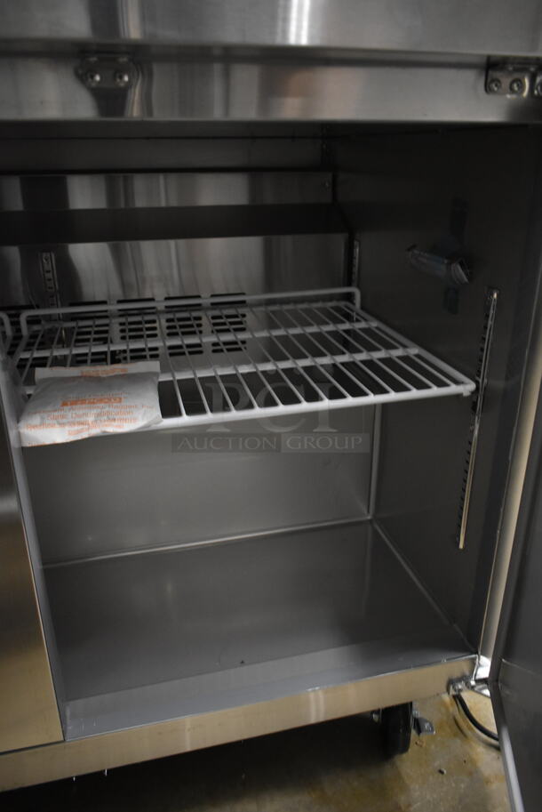 BRAND NEW SCRATCH AND DENT! 2023 KoolMore FWT-2D-12C Stainless Steel Commercial 2 Door Work Top Freezer on Commercial Casters. 115 Volts, 1 Phase. Tested and Working! - Image 7 of 7