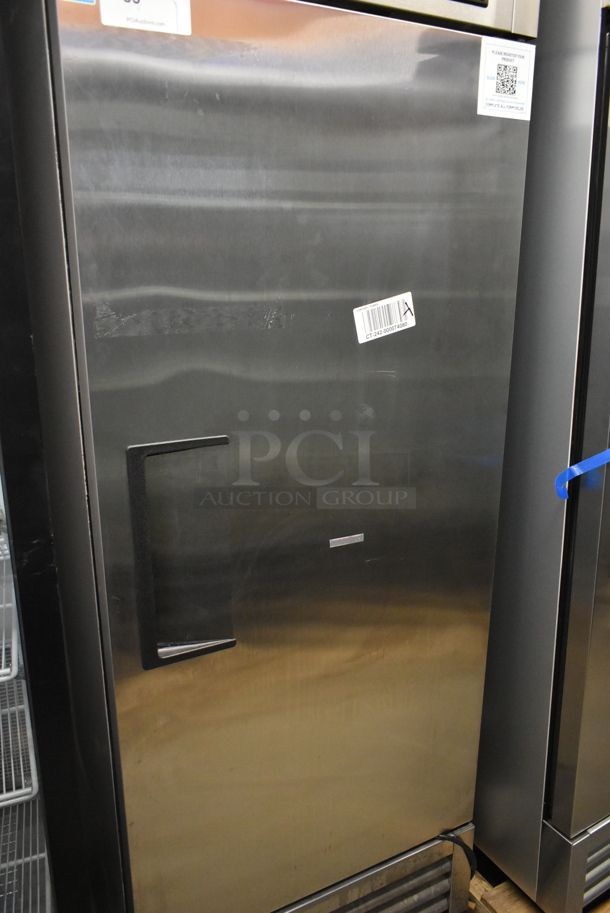 2023 True T-19F-HC ENERGY STAR Stainless Steel Commercial Single Door Reach In Freezer w/ Poly Coated Racks on Commercial Casters. 115 Volts, 1 Phase. Tested and Working! - Image 3 of 5