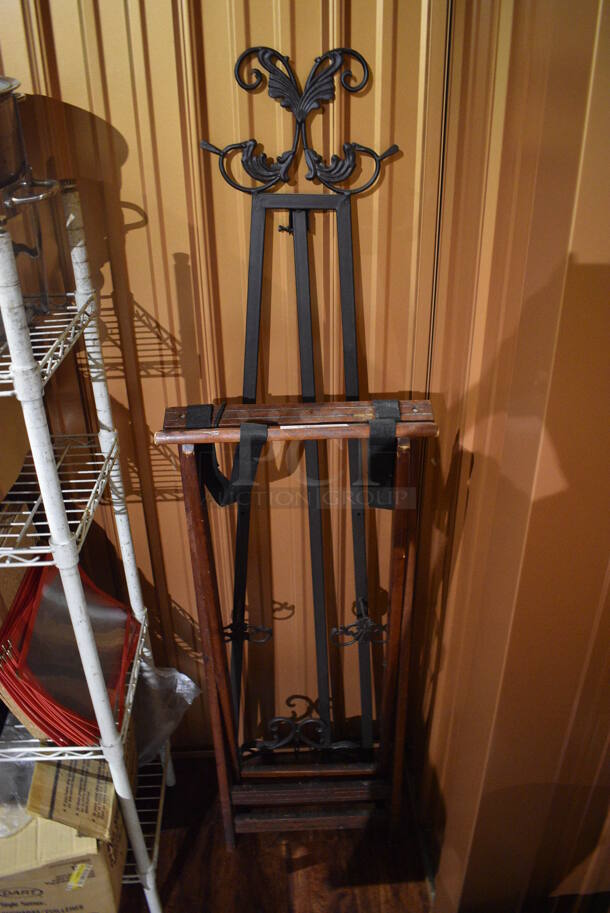 ALL ONE MONEY! Lot of 2 Various Items; Easel and Serving Tray Stand. 17x16x38, 15x15x62. (bar) - Image 1 of 3