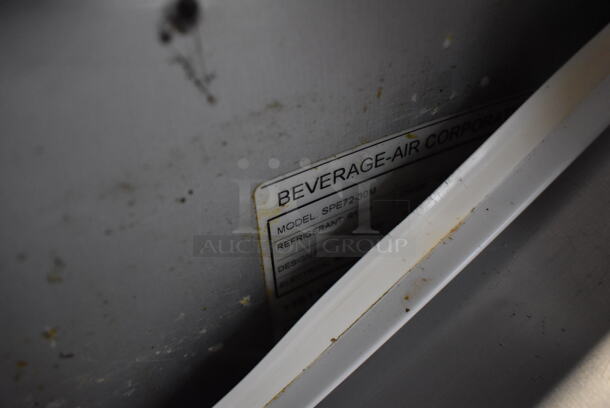 Beverage Air SPE72-30M Stainless Steel Commercial Sandwich Salad Prep Table Bain Marie Mega Top on Commercial Casters w/ 2 Tier Over Shelf. 115 Volts, 1 Phase. 72x38x56. Tested and Working! - Image 9 of 10