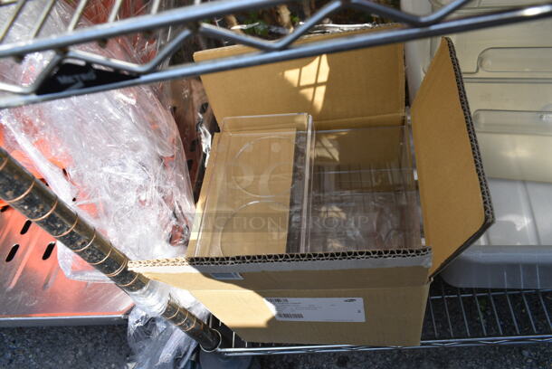 Chrome Finish 4 Tier Wire Shelving Unit w/ Contents Including Poly Bins, Poly Lids, Bus Bin. BUYER MUST DISMANTLE. PCI CANNOT DISMANTLE FOR SHIPPING. PLEASE CONSIDER FREIGHT CHARGES. - Image 12 of 12