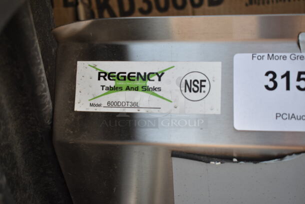 BRAND NEW SCRATCH AND DENT! Regency 600DDT36L 16 Gauge 3' Soiled / Dirty Dish Table - Left Drainboard - Image 7 of 7