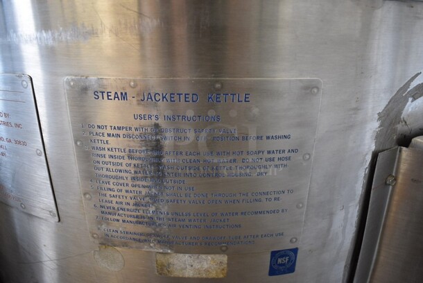 Legion Model LFC-20 Stainless Steel Commercial Floor Style Electric Powered Steam Jacketed Steam Kettle. 380 Volts, 3 Phase. 31x33x38 - Image 5 of 9