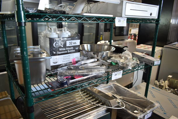 ALL ONE MONEY! Tier Lot of Various BRAND NEW Items Including Metal Bowl, Tongs, Drop In Bin and Condiment Bottles. - Image 3 of 5