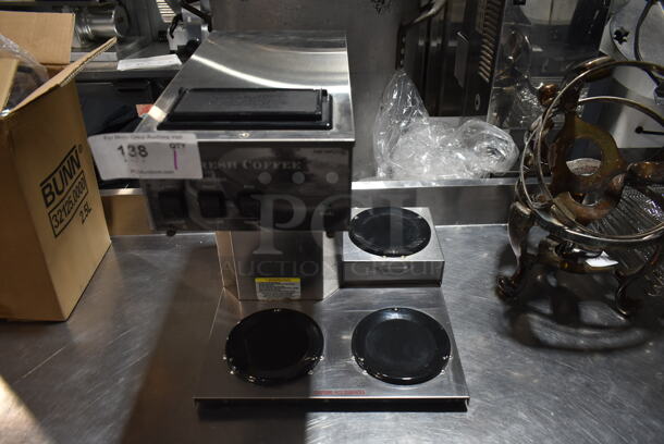 Newco AK-3 Stainless Steel Commercial Countertop 3 Burner Coffee Machine. 120 Volts, 1 Phase.