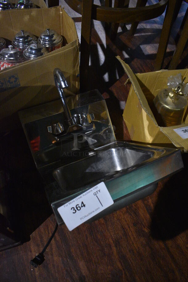 Stainless Steel Commercial Single Bay Wall Mount Sink w/ Faucet and Handles. 12x16x15. (lounge) - Image 3 of 5