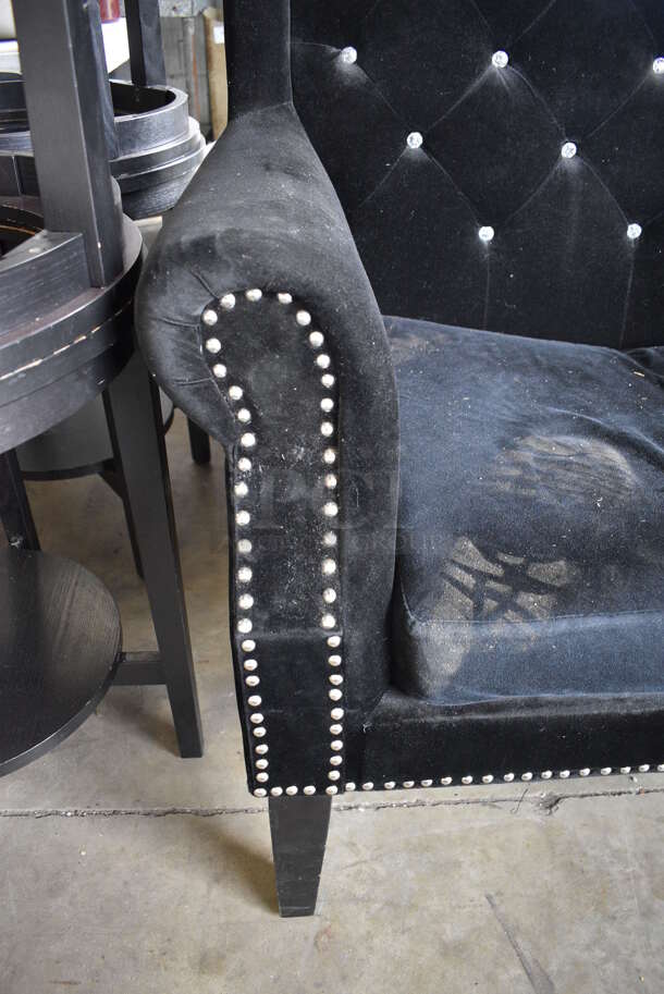 Black Chair w/ Arm Rests and Nail Head Trim. 59x30x50 - Image 5 of 6