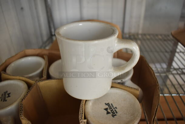 6 BRAND NEW IN BOX! White Ceramic Mugs. 5x3.5x4. 6 Times Your Bid!