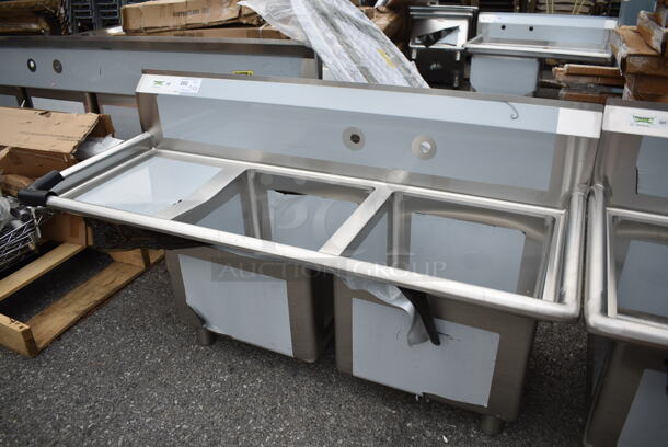 BRAND NEW SCRATCH AND DENT! Regency 600S2171718L Stainless Steel Commercial 2 Bay Sink w/ Left Side Drain Board. Bays 17x17. Drain Board 16.5x18.5. No Legs.  - Image 2 of 7
