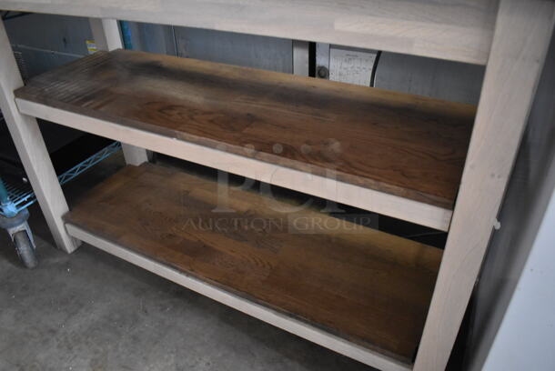 Wooden Counter w/ 2 Under Shelves. 46x17x33.5 - Image 4 of 5