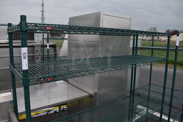 Metro Green Finish 4 Tier Shelving Unit. BUYER MUST DISMANTLE. PCI CANNOT DISMANTLE FOR SHIPPING. PLEASE CONSIDER FREIGHT CHARGES. 60x18x63 - Image 2 of 3