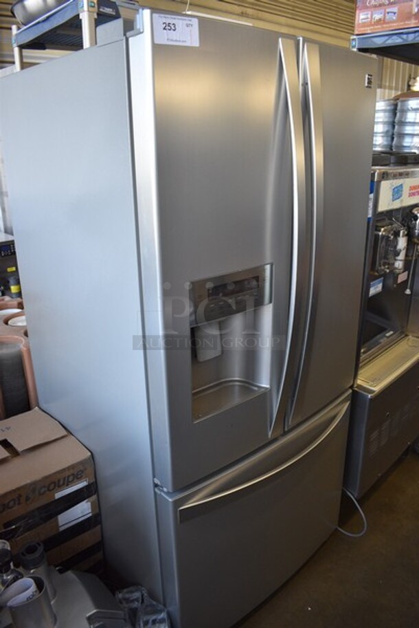 Kenmore Elite Model 795.71036.010 Chrome Finish French Style Door Cooler w/ Lower Freezer Combo Unit. 115 Volts, 1 Phase. 33x33x70. Tested and Powers On But Does Not Get Cold - Image 3 of 8