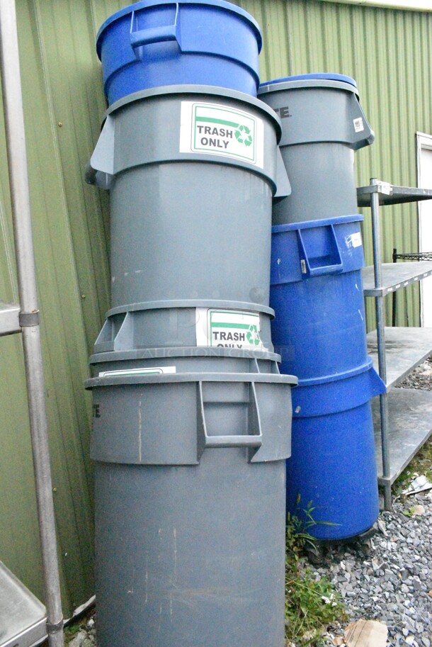 9 Various Poly Trash Cand Including Rubbermaid Brute. 9 Times Your Bid!  - Image 1 of 12