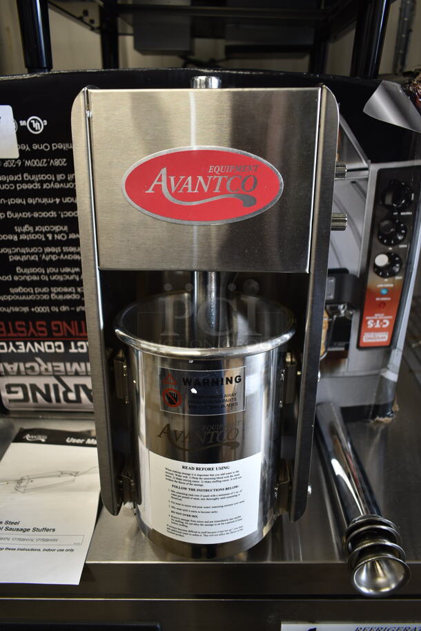 BRAND NEW SCRATCH AND DENT! Avantco 177SSH7V Stainless Steel Commercial Countertop Horizontal Manual Sausage Suffer.  - Image 3 of 11