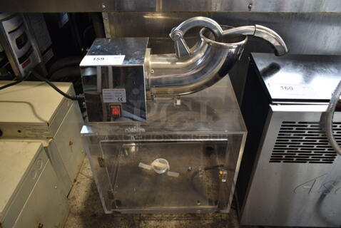 ZY-SB130 Metal Commercial Countertop Sno Cone Machine on Clear Poly Merchandising Case. 110 Volts, 1 Phase. Tested and Working!
