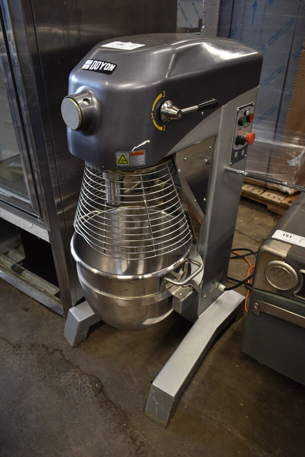 2016 Doyon EM30 Metal Commercial Floor Style 30 Quart Planetary Dough Mixer w/ Stainless Steel Mixing Bowl and Bowl Guard. 120 Volts, 1 Phase. Tested and Powers On But Parts Do Not Move - Image 1 of 7