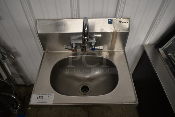 Stainless Steel Commercial Single Bay Wall Mount Sink w/ Faucet and Handles. - Image 2 of 3