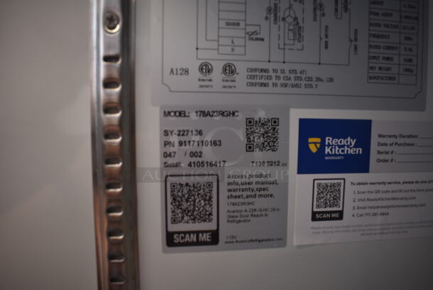 BRAND NEW SCRATCH AND DENT! Avantco 178A23RGHC Commercial Stainless Steel Single Glass Door Reach-In Cooler. 115V. Tested and Working! - Image 6 of 7