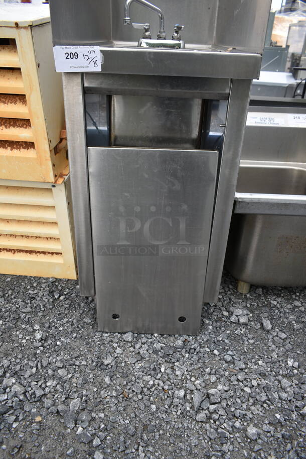 Stainless Steel Commercial Single Bay Sink w/ Faucet, Handles and Side Splash Guards.  - Image 3 of 4