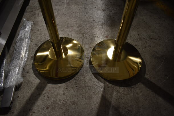 2 BRAND NEW SCRATCH AND DENT! Lancaster Table & Seating 164CRGLD 40" Gold Finish Metal Rope Top Stanchion. 2 Times Your Bid! - Image 2 of 4