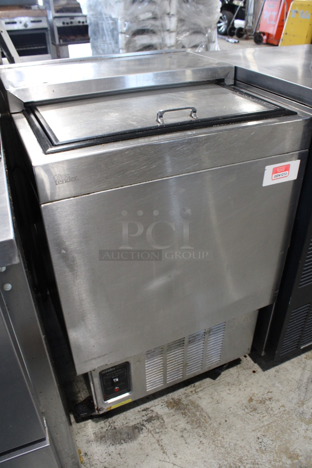Glastender Model MF24-SF2 Stainless Steel Commercial Back Bar Glass Chiller Cooler w/ Sliding Lid on Commercial Casters. 115 Volts, 1 Phase. 24x24x38. Tested and Working! - Image 3 of 7