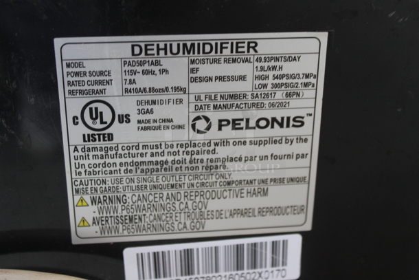 Pelonis PAD50P1ABL ENERGY STAR 50 Pint Dehumidifier. 115 Volts, 1 Phase. - Image 5 of 7