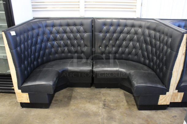 ALL ONE MONEY! Lot of 3 Black Tufted C Shaped Single Sided Booths! 46x44x49