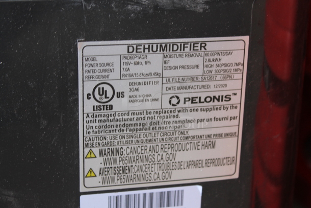 Pelonis PAD60P1AGR 60 Pint Dehumidifier. 115 Volts, 1 Phase. - Image 6 of 6