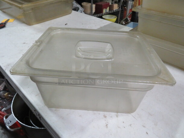 One Half  Size 6 Inch Deep Food Storage Container With Lid. 