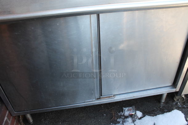 Stainless Steel Commercial Table w/ Back Splash and 2 Doors. - Image 3 of 5