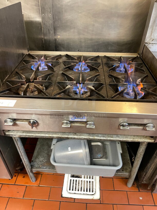 Working! Stratus SHP-36 36 inch Hot Plate 6 Burner Gas Counter Top Open Burner Commercial Tested and Working! - Image 3 of 6
