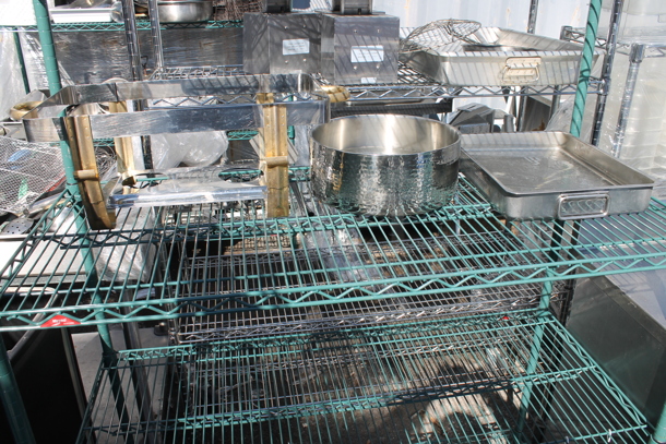 Metro Green Metal 5 Tier Wire Shelving Unit w/ Contents Including Metal Bins. BUYER MUST DISMANTLE. PCI CANNOT DISMANTLE FOR SHIPPING. PLEASE CONSIDER FREIGHT CHARGES. - Image 2 of 2