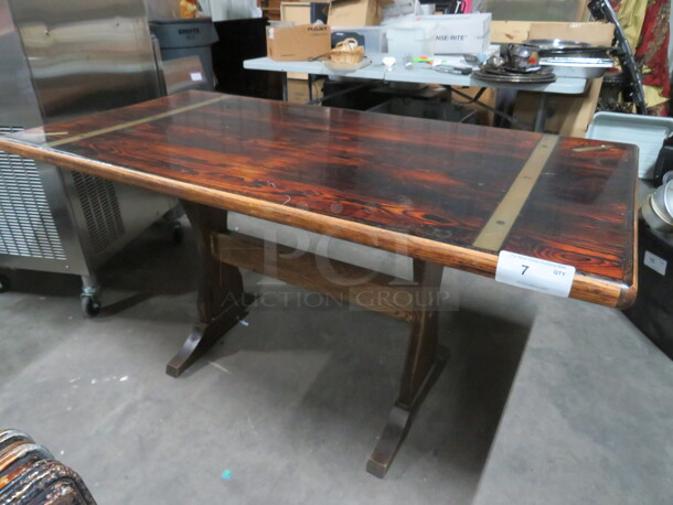 One Wooden Table On A Wooden Base. 60X30X30