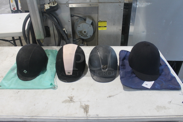 Lot of 4 Various Horseback Riding Helmets Including JR8 By Charles Owen Size 6 7/8, Aegis 6-3/4, Model K-10 Size S/M, Samshield 6-3/8. 4 Times Your Bid! - Image 1 of 12