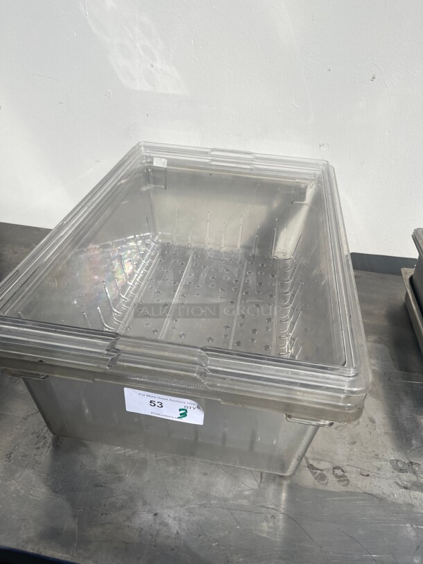 Cambro 18268CLRCW135 Camwear 26 x 18 x 8 Clear Plastic Food Drain Box / Colander NSF - Image 1 of 7