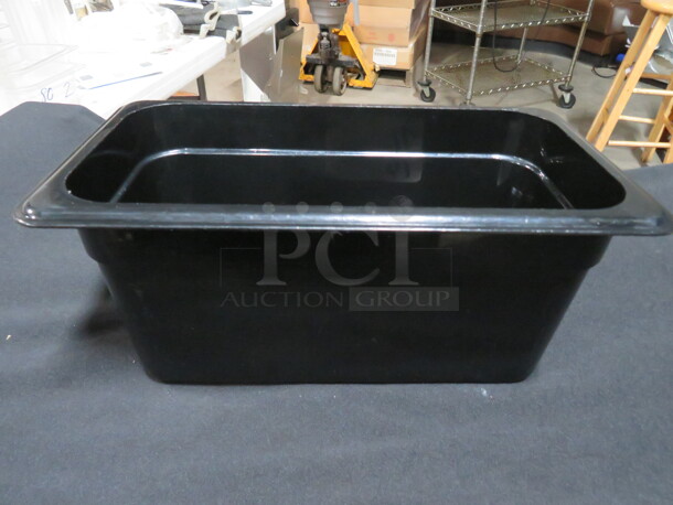 1/3 Size 6 Inch Deep Black Food Storage Container.