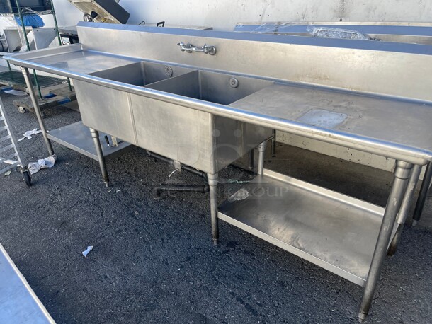 Clean! Commercial Two Compartment Stainless Steel Sink with Drain boards NSF  - Image 2 of 10