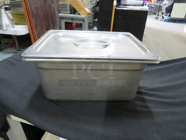 1/2 Size 6 Inch Deep Hotel Pan With Lid. 2XBID.