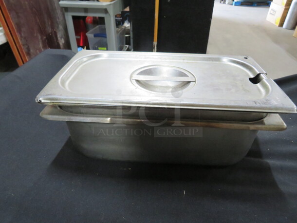 1/3 Size 4 Inch Deep Hotel Pan With Lid. 2XBID.