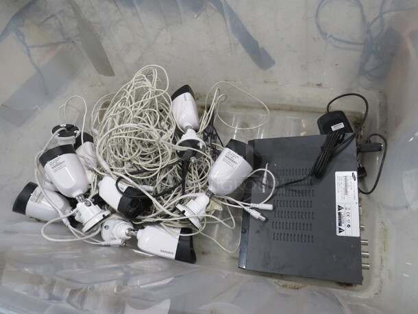 One Samsung Digital Video Recorder, Mouse, And 8 Cameras. #SDR-3100N. #SDC-5340BCN. - Image 1 of 6