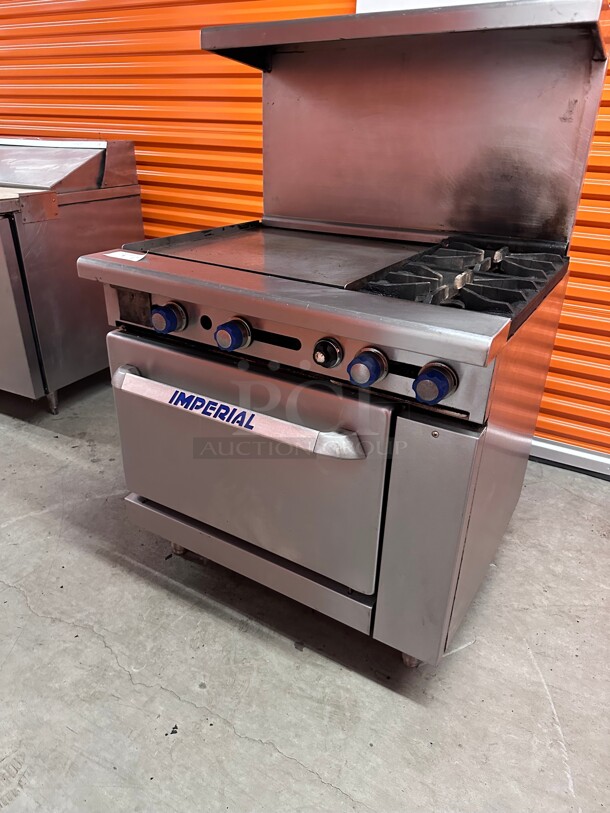 Working! Imperial Range Pro Series 2 Burner Gas Range w/ 24 inch Manual Griddle Features a standard oven base NSF Tested and Working! - Image 3 of 9